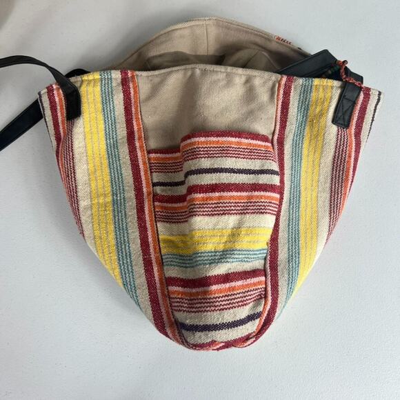No Boundaries Caroline Multi Striped Boho Woven Cooler Tote Bag with Tassels - Picture 11 of 15
